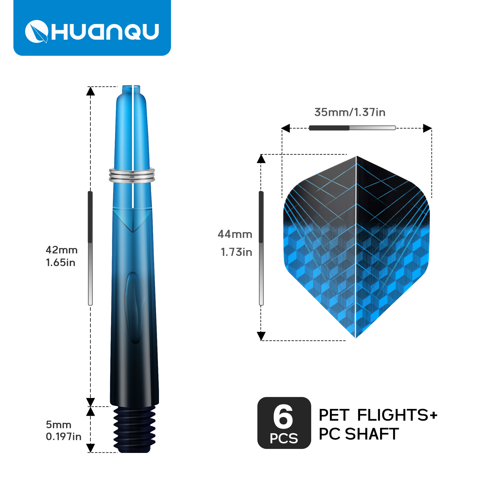 Huanqu 47mm Dart Shafts 6Pcs + - Sports Equipment In Flight avis et prix